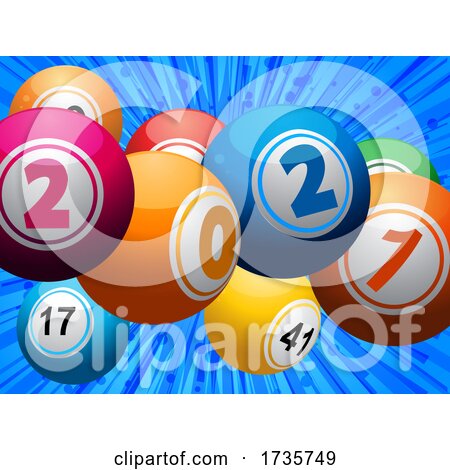 Twenty Twenty One Bingo Lottery Balls on Blue Background by elaineitalia