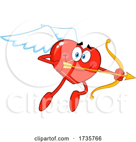 Heart Cupid Character Aiming an Arrow by Hit Toon