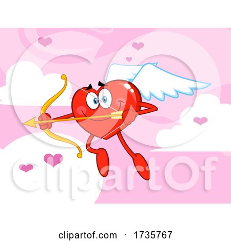 Heart Cupid Character Aiming an Arrow by Hit Toon