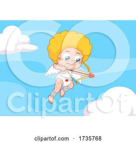 Baby Cupid Aiming an Arrow by Hit Toon