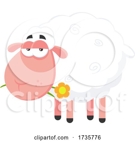 Sheep Chewing on a Flower by Hit Toon