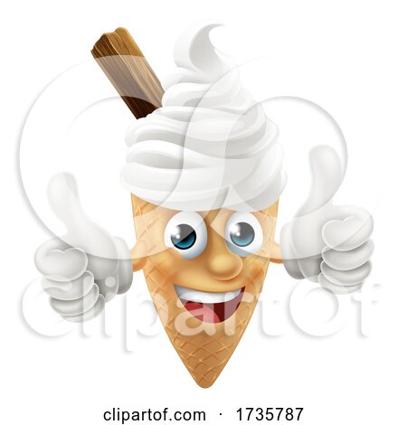 Ice Cream Cone Cartoon Character Mascot Thumbs up by AtStockIllustration