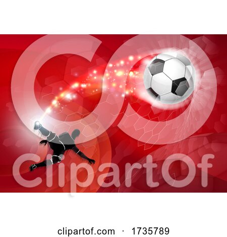 Soccer Silhouette Abstract Football Red Background by AtStockIllustration
