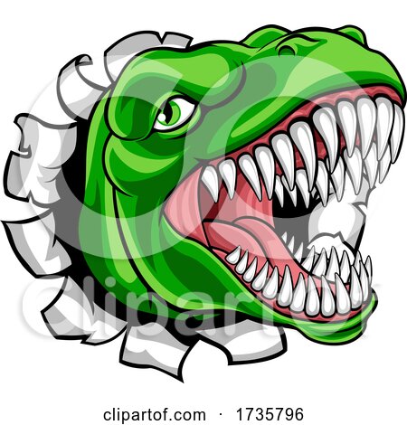 Dinosaur T Rex or Raptor Cartoon Mascot by AtStockIllustration
