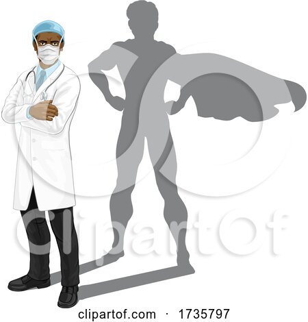 Superhero Doctor with Super Hero Shadow by AtStockIllustration