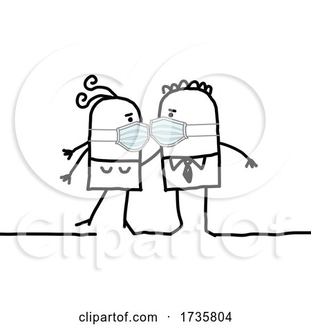 Stick Couple Kissing with Masks by NL shop