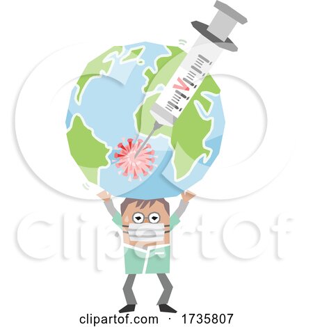 Doctor Holding up a Heavy Earth with a Virus Vaccine by NL shop