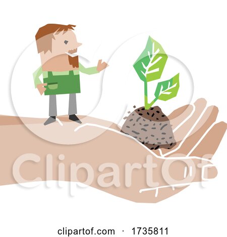 Farmer on a Hand with a Seedling Plant by NL shop