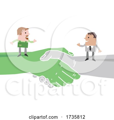 Farmer and Business Man on Giant Shaking Hands by NL shop