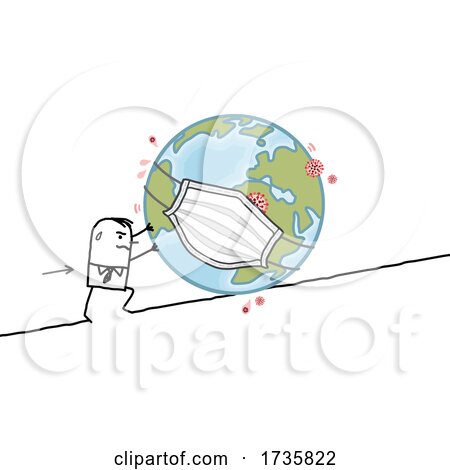 Stick Man Pushing a Masked Earth up a Hill by NL shop