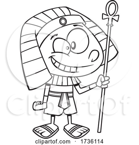 Cartoon Black and White Ancient Egyptian Boy by toonaday