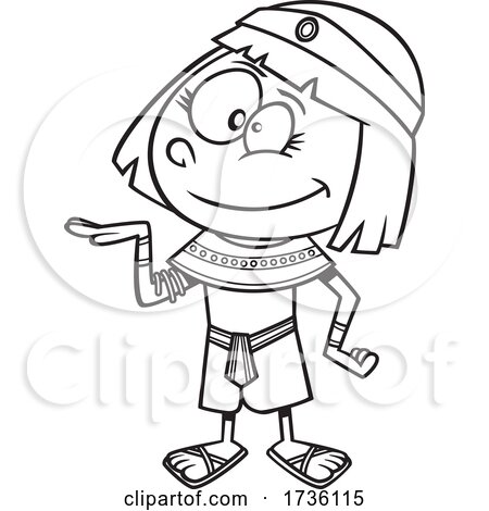 Cartoon Black and White Ancient Egyptian Girl by toonaday