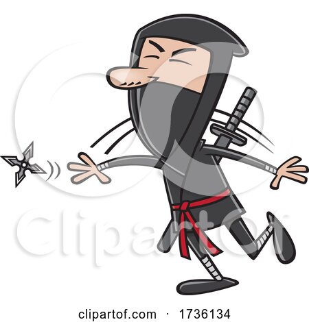 Cartoon Guy Throwing a Ninja Star by toonaday