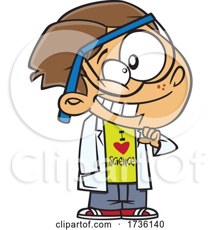 Cartoon Boy Wearing an I Love Science Shirt by toonaday