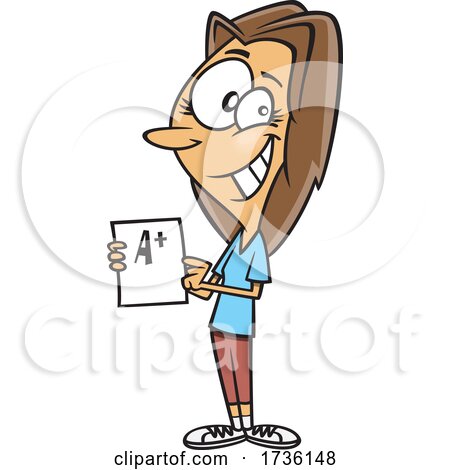 Cartoon Woman Holding a Good Grade by toonaday