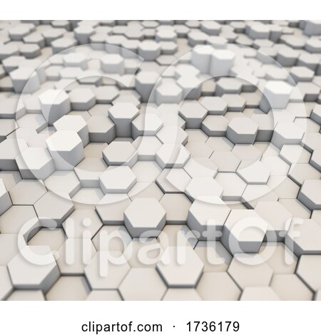 3D Abstract Background of Extruding White Hexagons with Shallow Depth of Field by KJ Pargeter