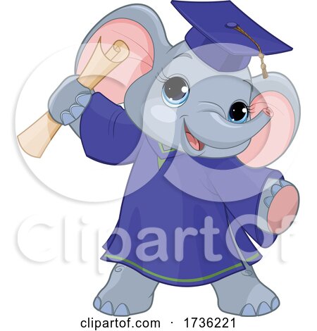 Cute Baby Elephant Graduate by Pushkin