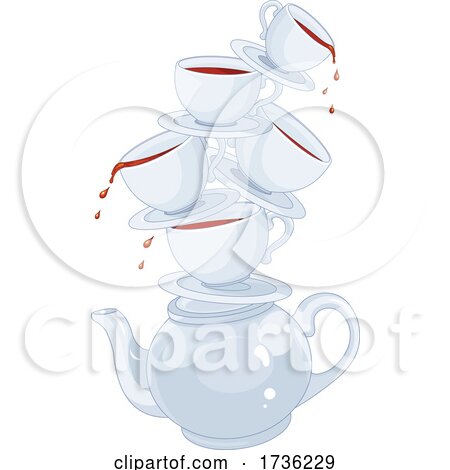 Stack of Teacups on a Pot by Pushkin