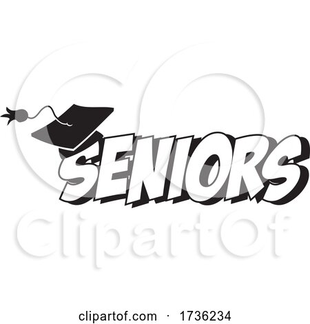 Black and White Mortar Board on Seniors Text by Johnny Sajem