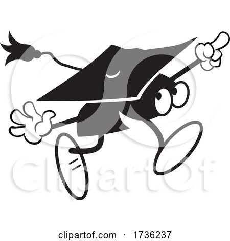Black and White Mortar Board Character Running by Johnny Sajem