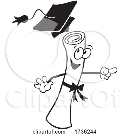 Black and White Mortar Board and Happy Diploma by Johnny Sajem