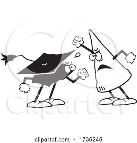 Black and White Dunce Cap Arguing with a Graduation Cap by Johnny Sajem