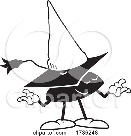 Black and White Wise Fool Mortar Board Character Wearing a Dunce Cap by Johnny Sajem