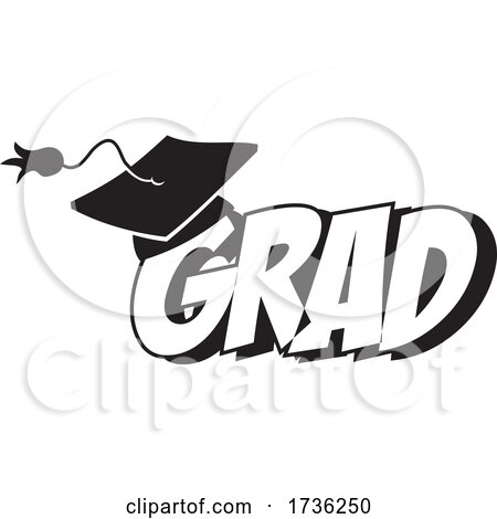 Black and White Mortar Board on Grad Text by Johnny Sajem