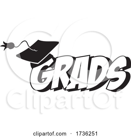 Black and White Mortar Board on Grads Text by Johnny Sajem