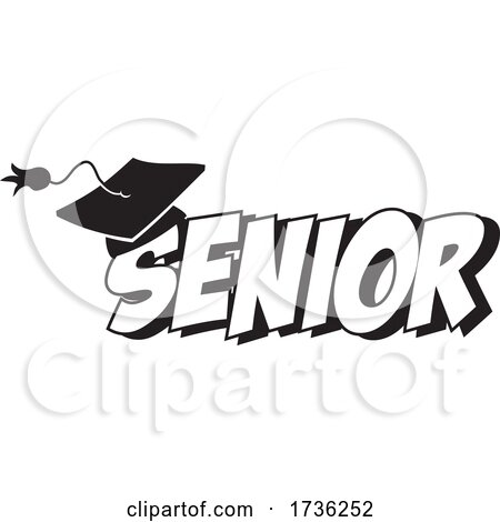 Black and White Mortar Board on Senior Text by Johnny Sajem