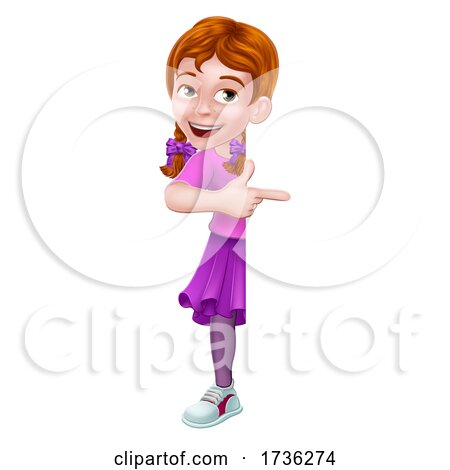 Kid Cartoon Girl Child Pointing Sign by AtStockIllustration