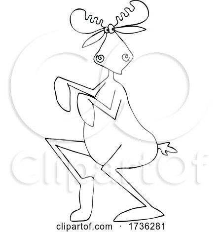 Cartoon Black and White Sneaky Moose by djart