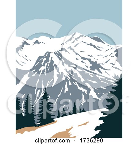 Olympic National Park with Summit of Mount Olympus in Washington State United States WPA Poster Art by patrimonio