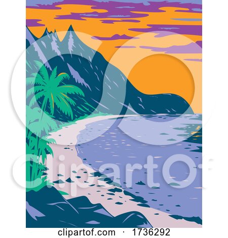 National Park of American Samoa Ofu Beach United States Territory WPA Poster Art by patrimonio
