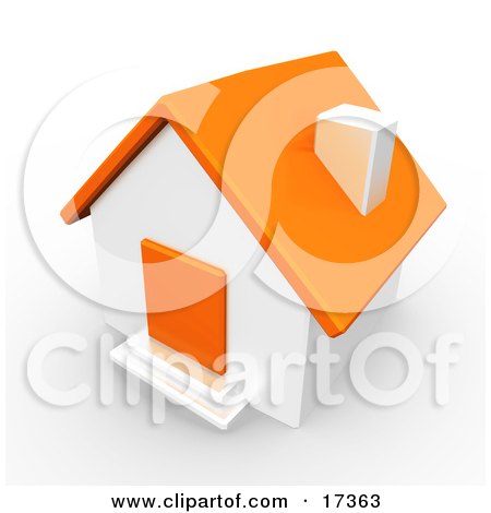 Orange And White House With An Orange Door Clipart Illustration by Leo Blanchette