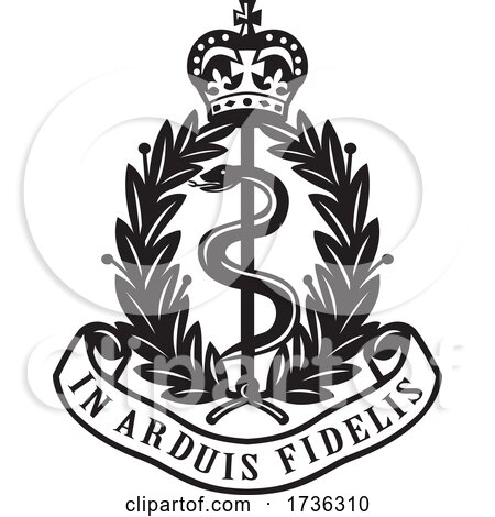 Royal Army Medical Corps or RAMC Badge Retro Black and White by patrimonio