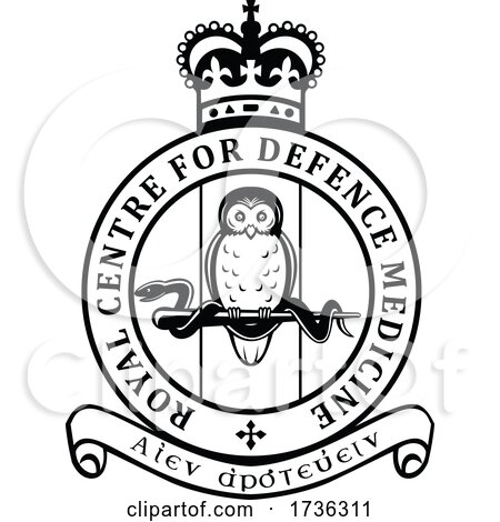 Royal Centre for Defence Medicine RCDM Crest Stencil Black and White Retro Style by patrimonio