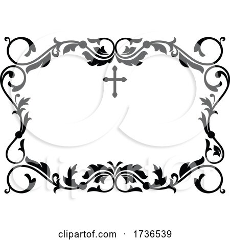 Floral Frame with a Cross by Vector Tradition SM