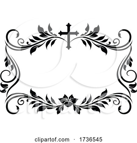 Floral Frame with a Cross by Vector Tradition SM