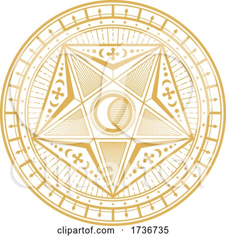 Golden Yellow Magic Alchemy Occult Religion Astrology Mystic Symbol by Vector Tradition SM