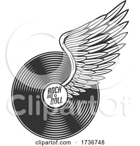 Rock and Roll Winged Vinyl Record by Vector Tradition SM
