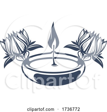 Oil Candle and Lotus Flowers by Vector Tradition SM