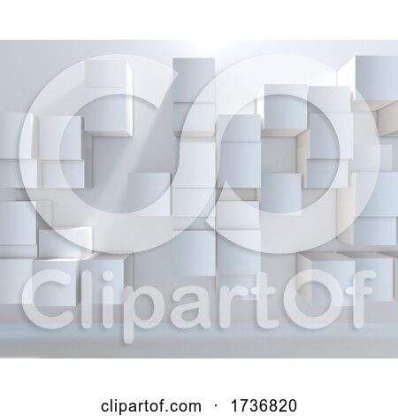 3D Abstract Background with a Wall of Extruding Cubes by KJ Pargeter