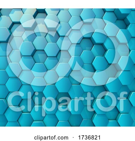 3D Abstract Background with Wall of Extruding Hexagons by KJ Pargeter