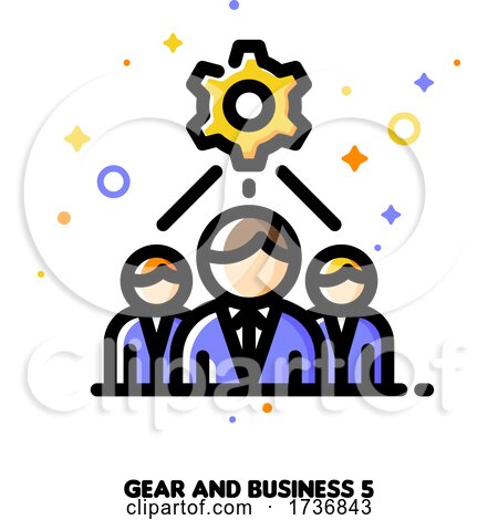 Icon of Business Team and Gear for Technical Project Development Optimization Concept by elena