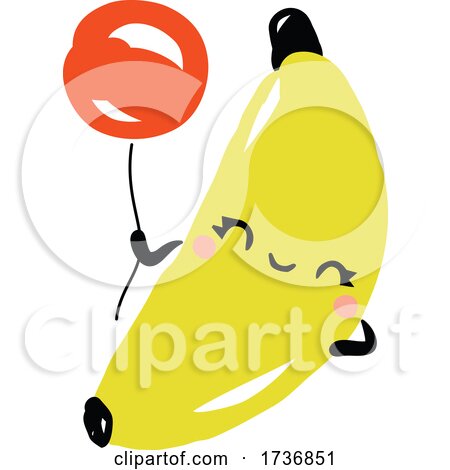 Cute Banana Fruit with Balloon by elena