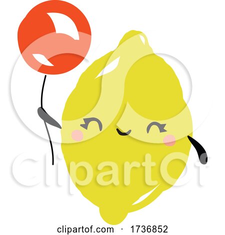 Cute Lemon Fruit with Balloon by elena