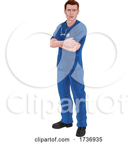 Nurse or Doctor in Scrubs with Stethoscope by AtStockIllustration