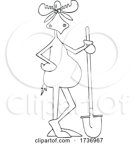 Moose Worker wIth a Shovel in Black and White by djart