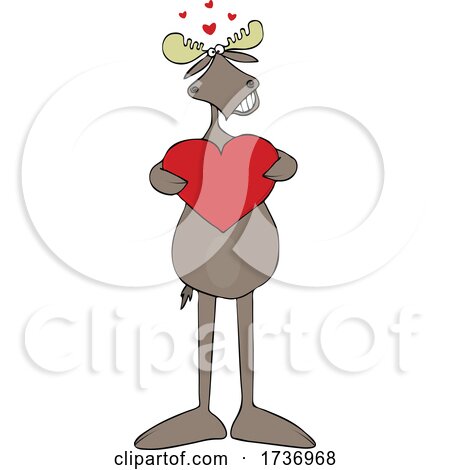 Sweet Valentine Moose Holding a Heart by djart